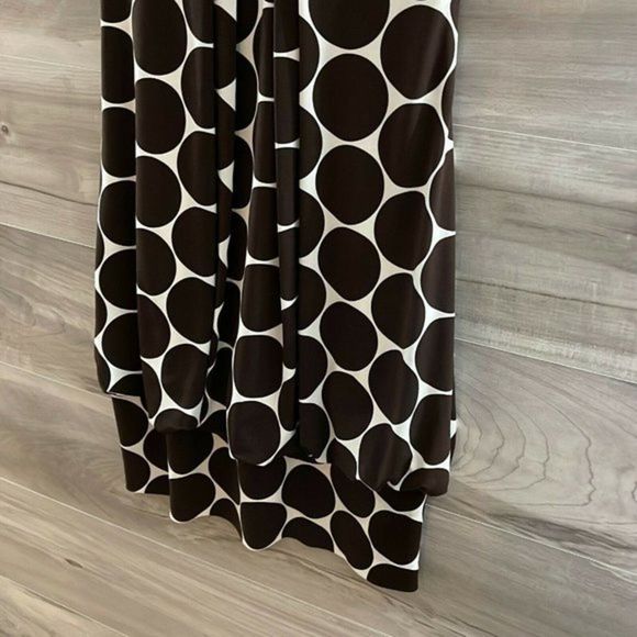 Eliza J Womens White Brown Polka Dot Sleeveless V Neck Midi Sheath Dress Size 8 - Picture 7 of 13